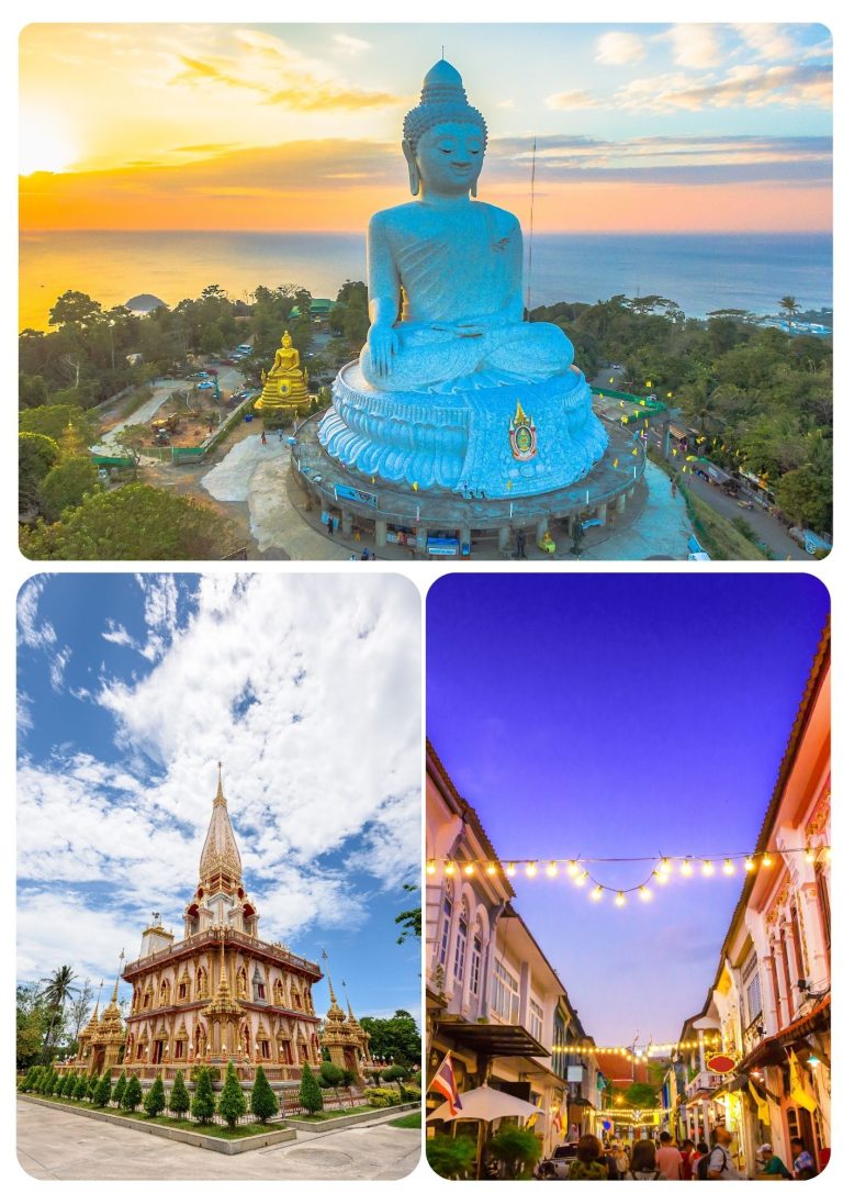 Top attractions in Phuket Thailand including Big Buddha, scenic viewpoints and local culture