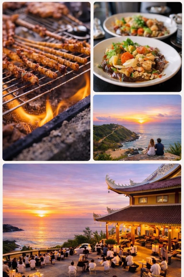 Local food and cultural experiences in Phuket Thailand including street food and sunset dining